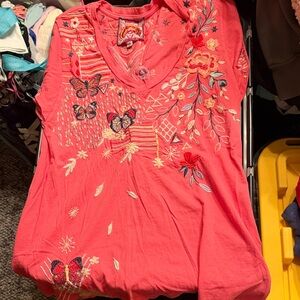 Johnny Was Coral flutter sleeve Top